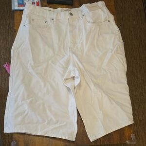 High Rise Long Shorts White
